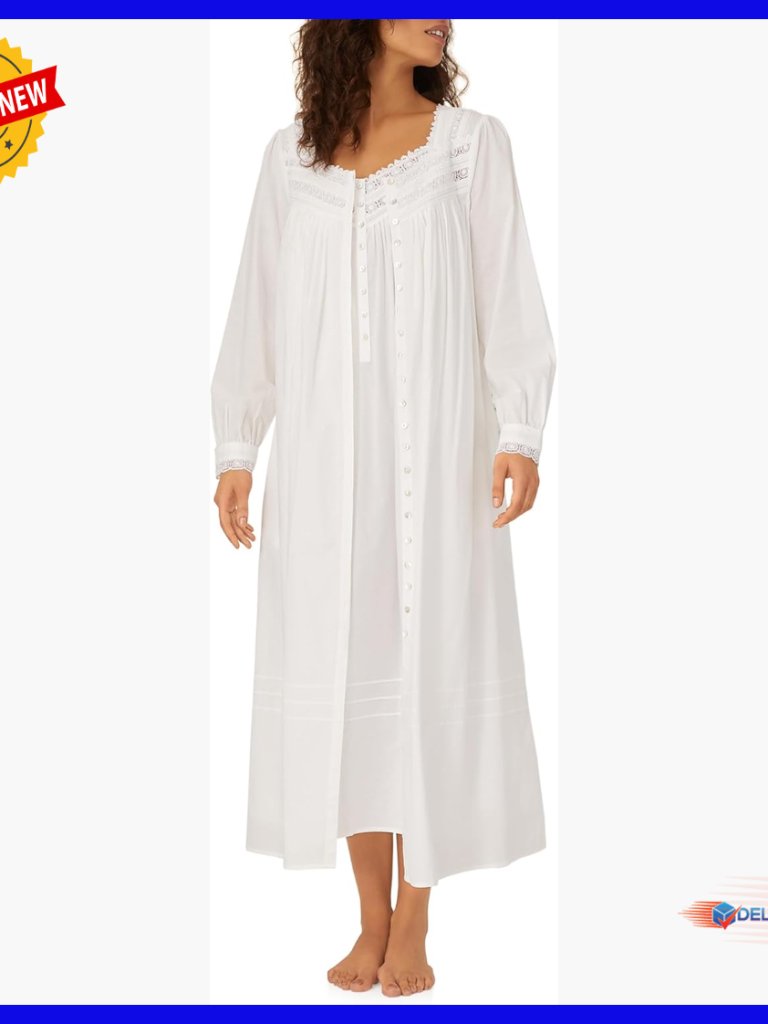 3x 100% Cotton Long Robe Nightgown Loungewear Victorian Style